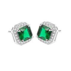 CUBIC ZIRCONIA COLLECTION - GEM SPARKLE EARRINGS - CZER828 EMERALD