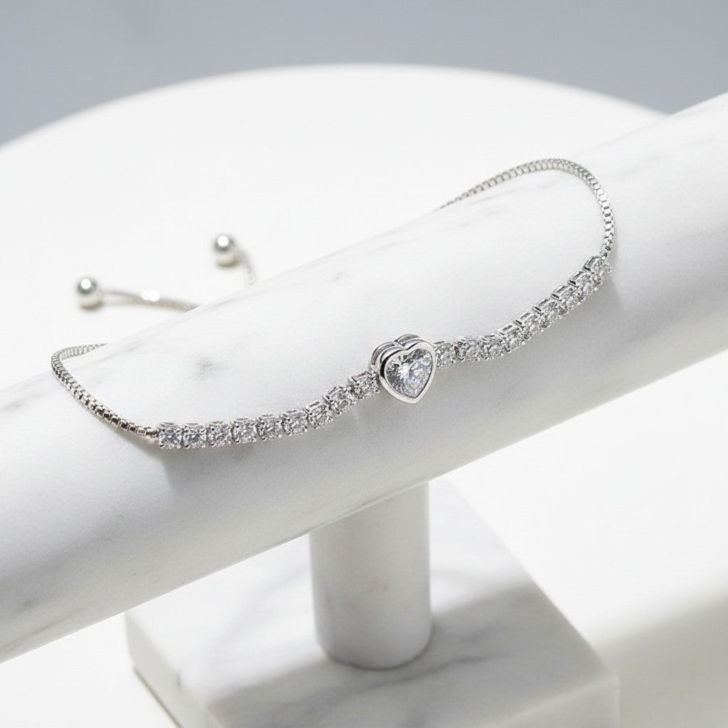 CUBIC ZIRCONIA COLLECTION - CRYSTAL ALLURE BRACELET - BR161 SILVER