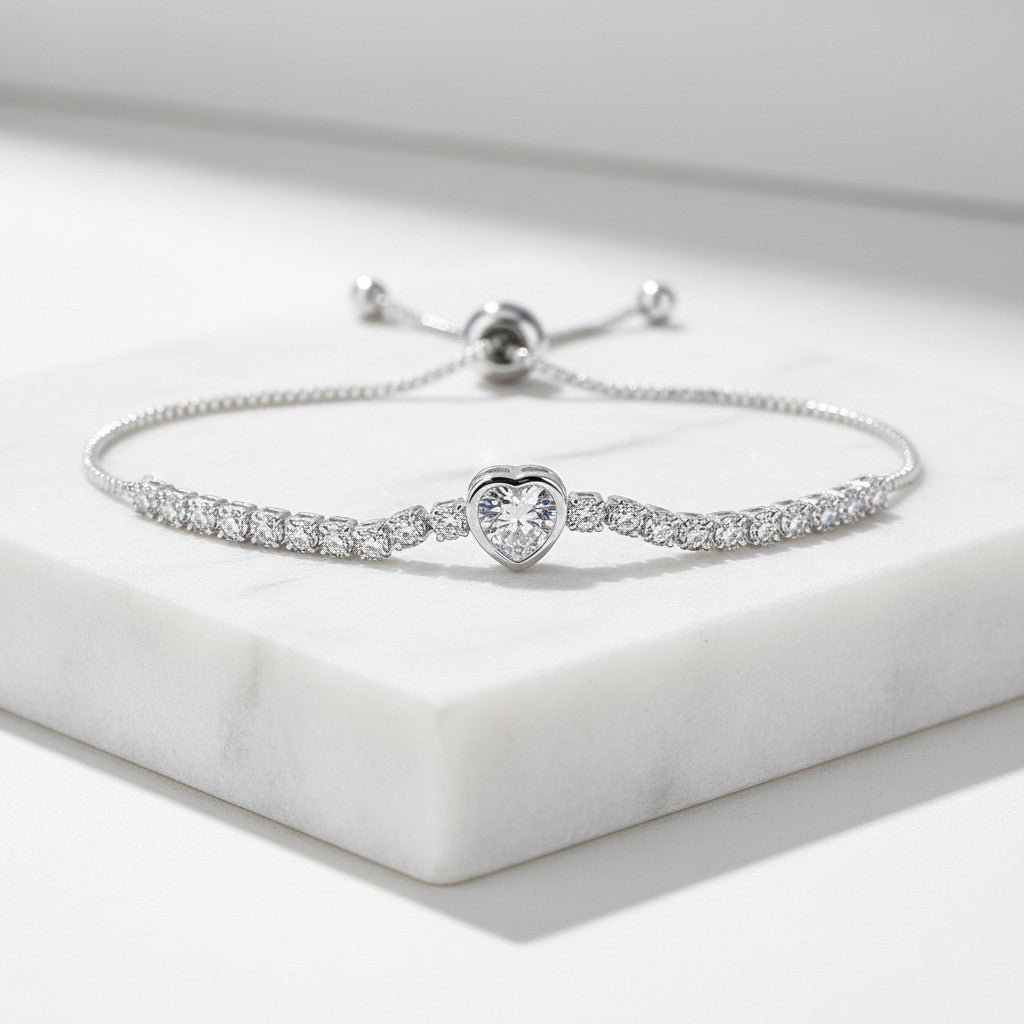 CUBIC ZIRCONIA COLLECTION - CRYSTAL ALLURE BRACELET - BR161 SILVER