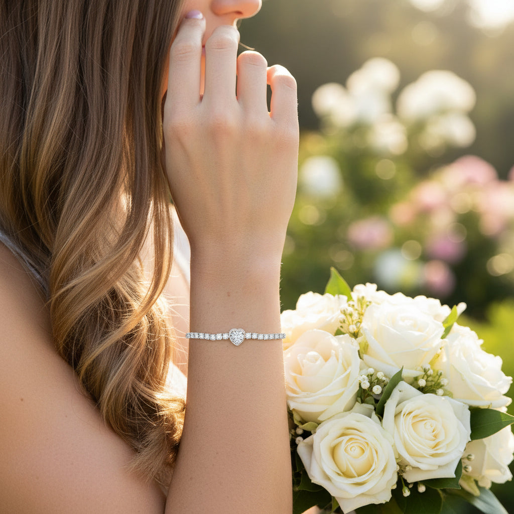 CUBIC ZIRCONIA COLLECTION - CRYSTAL ALLURE BRACELET - BR161 SILVER