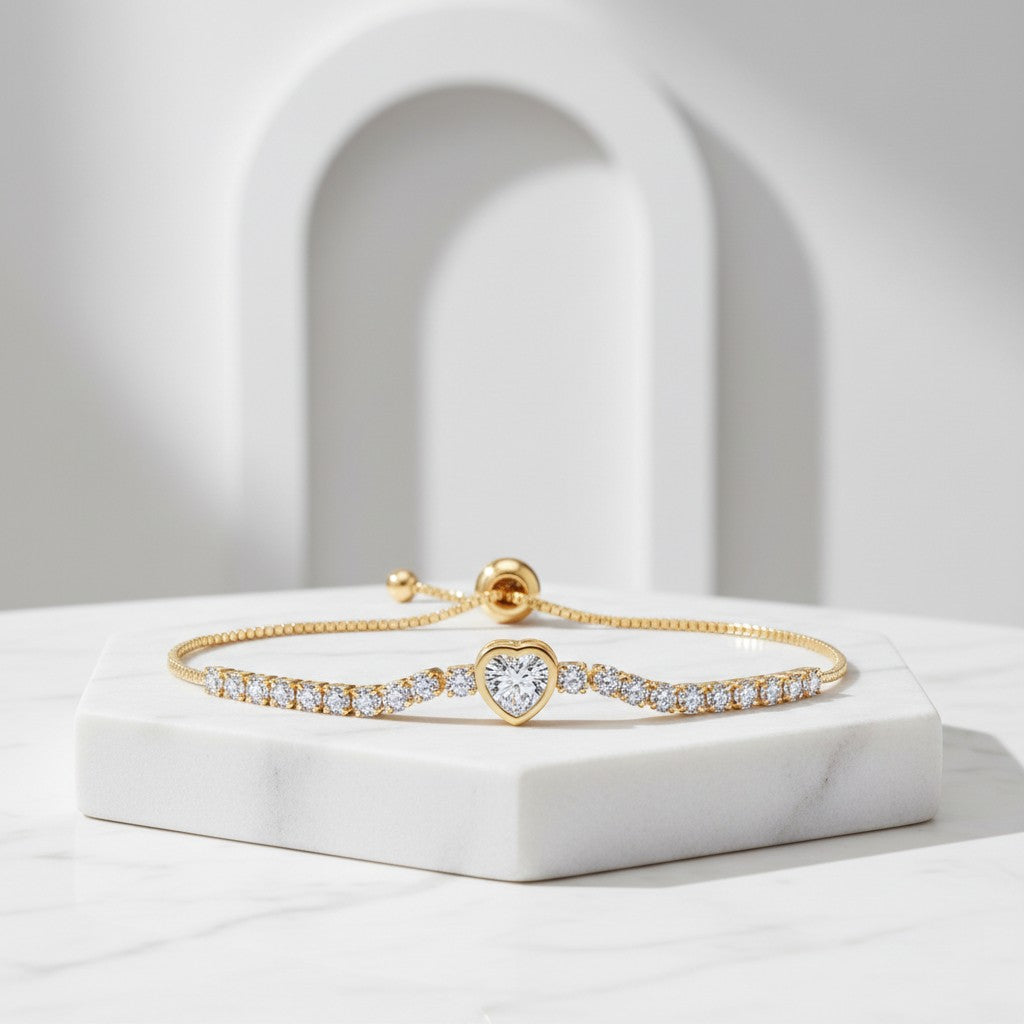 CUBIC ZIRCONIA COLLECTION - CRYSTAL ALLURE BRACELET - BR161 GOLD