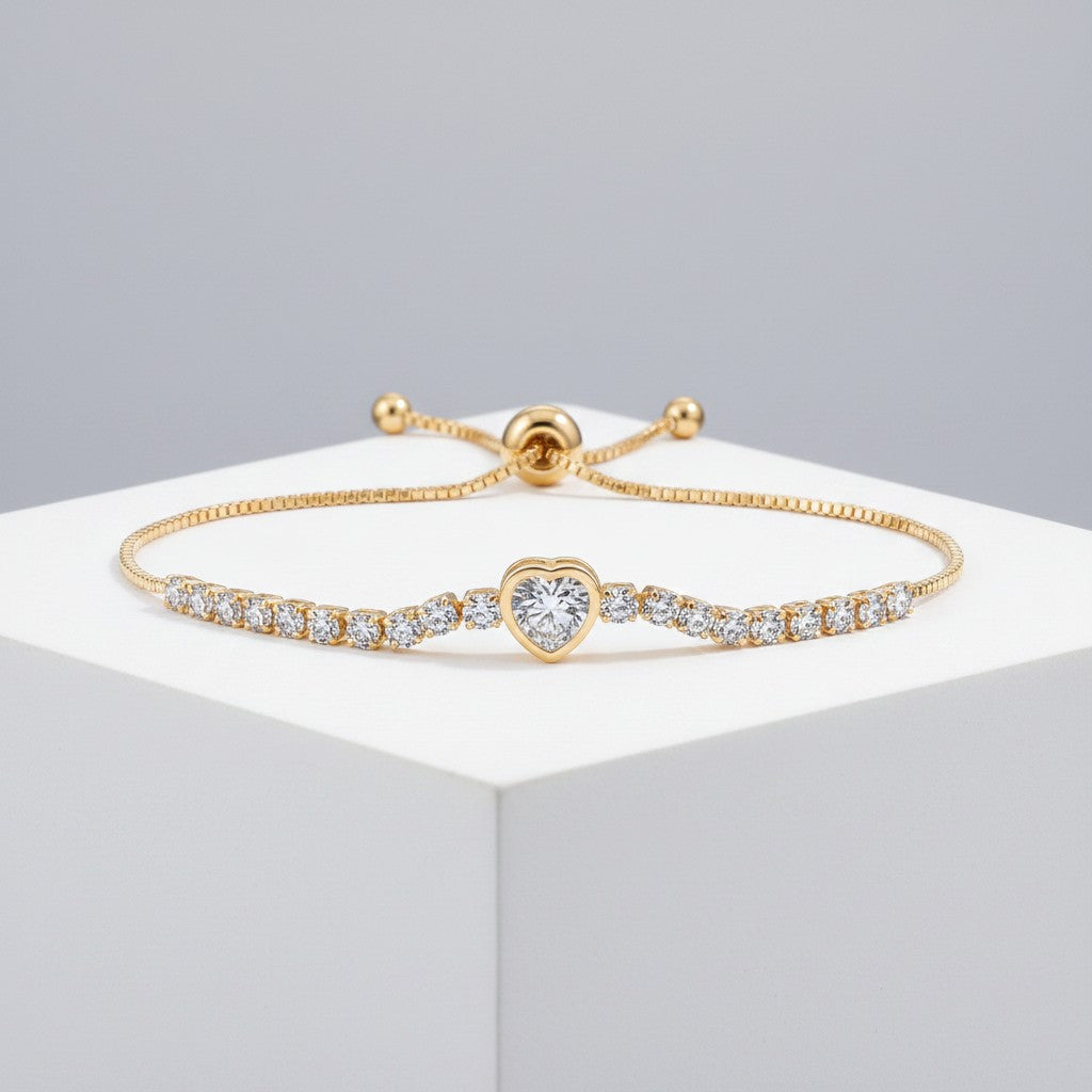 CUBIC ZIRCONIA COLLECTION - CRYSTAL ALLURE BRACELET - BR161 GOLD