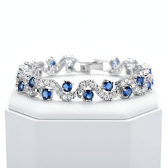 CUBIC ZIRCONIA COLLECTION - CRYSTAL DAZZLE BRACELET - BR162- SAPPHIRE BLUE
