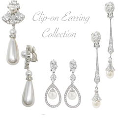 CUBIC ZIRCONIA - CLIP ON EARRING COLLECTION - VINTAGE INSPIRED