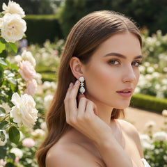 CUBIC ZIRCONIA COLLECTION - SIMULATED DIAMOND DROP EARRINGS - CZER831 SILVER