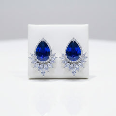 CUBIC ZIRCONIA COLLECTION - GEM SPARKLE EARRINGS - CZER832 SAPPHIRE