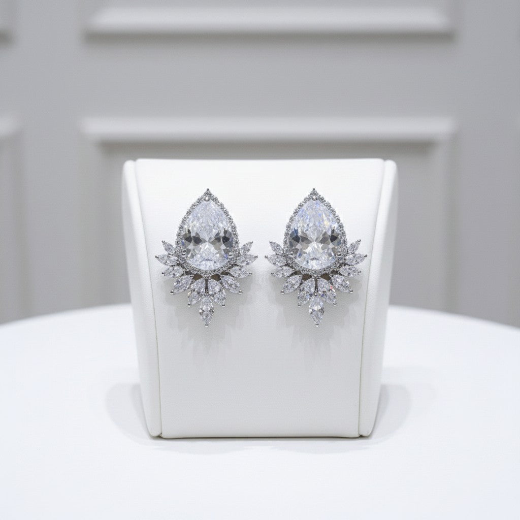 CUBIC ZIRCONIA COLLECTION - GEM SPARKLE EARRINGS - CZER832 SILVER