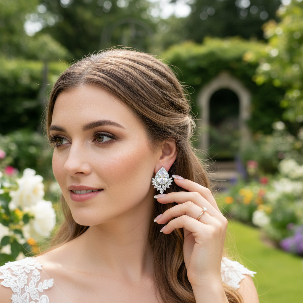 CUBIC ZIRCONIA COLLECTION - GEM SPARKLE EARRINGS - CZER832 SILVER