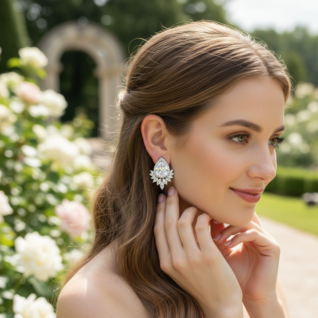 CUBIC ZIRCONIA COLLECTION - GEM SPARKLE EARRINGS - CZER832 SILVER