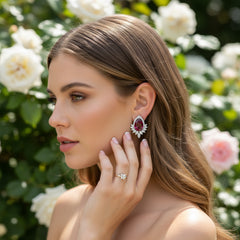 CUBIC ZIRCONIA COLLECTION - GEM SPARKLE EARRINGS - CZER832 RED