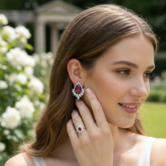 CUBIC ZIRCONIA COLLECTION - GEM SPARKLE EARRINGS - CZER832 RED