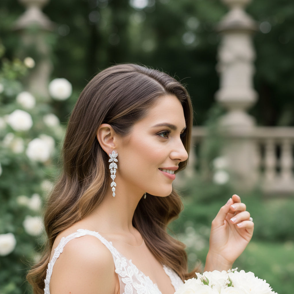 CUBIC ZIRCONIA COLLECTION - BEJEWELLED GRACE EARRINGS - CZER833 - SILVER