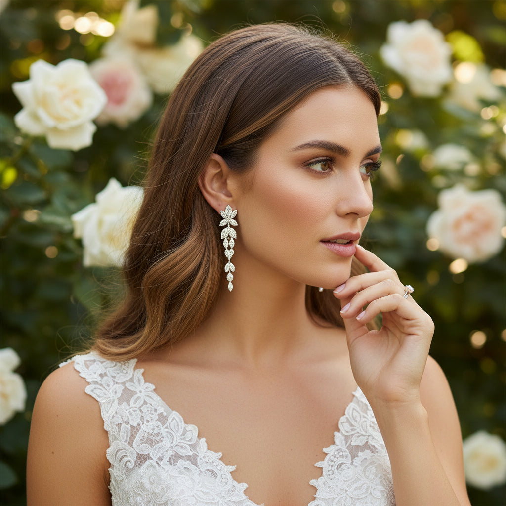 CUBIC ZIRCONIA COLLECTION - BEJEWELLED GRACE EARRINGS - CZER833 - SILVER
