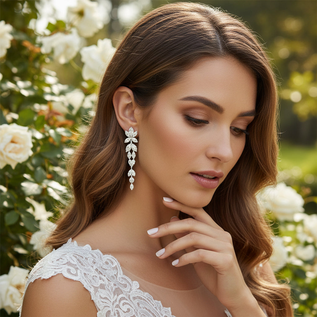 CUBIC ZIRCONIA COLLECTION - BEJEWELLED GRACE EARRINGS - CZER833 - SILVER