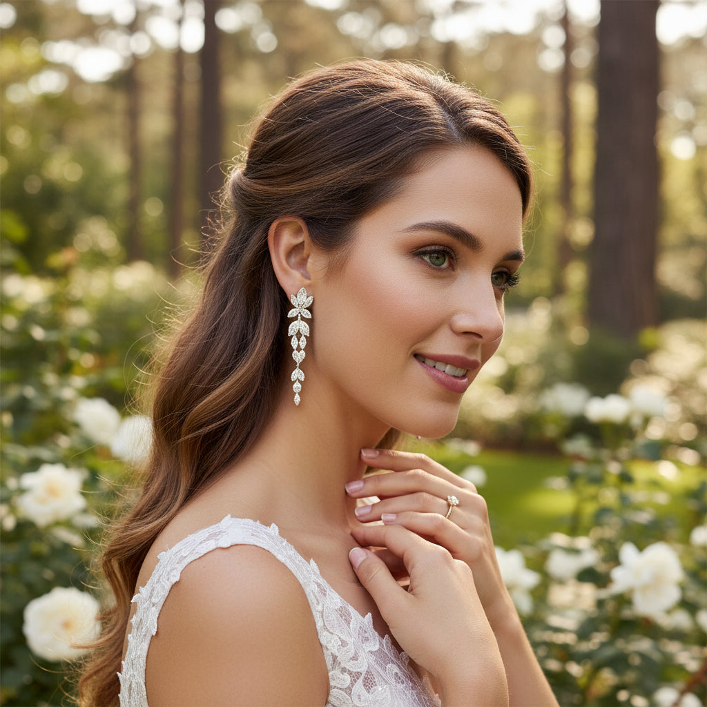 CUBIC ZIRCONIA COLLECTION - BEJEWELLED GRACE EARRINGS - CZER833 - SILVER