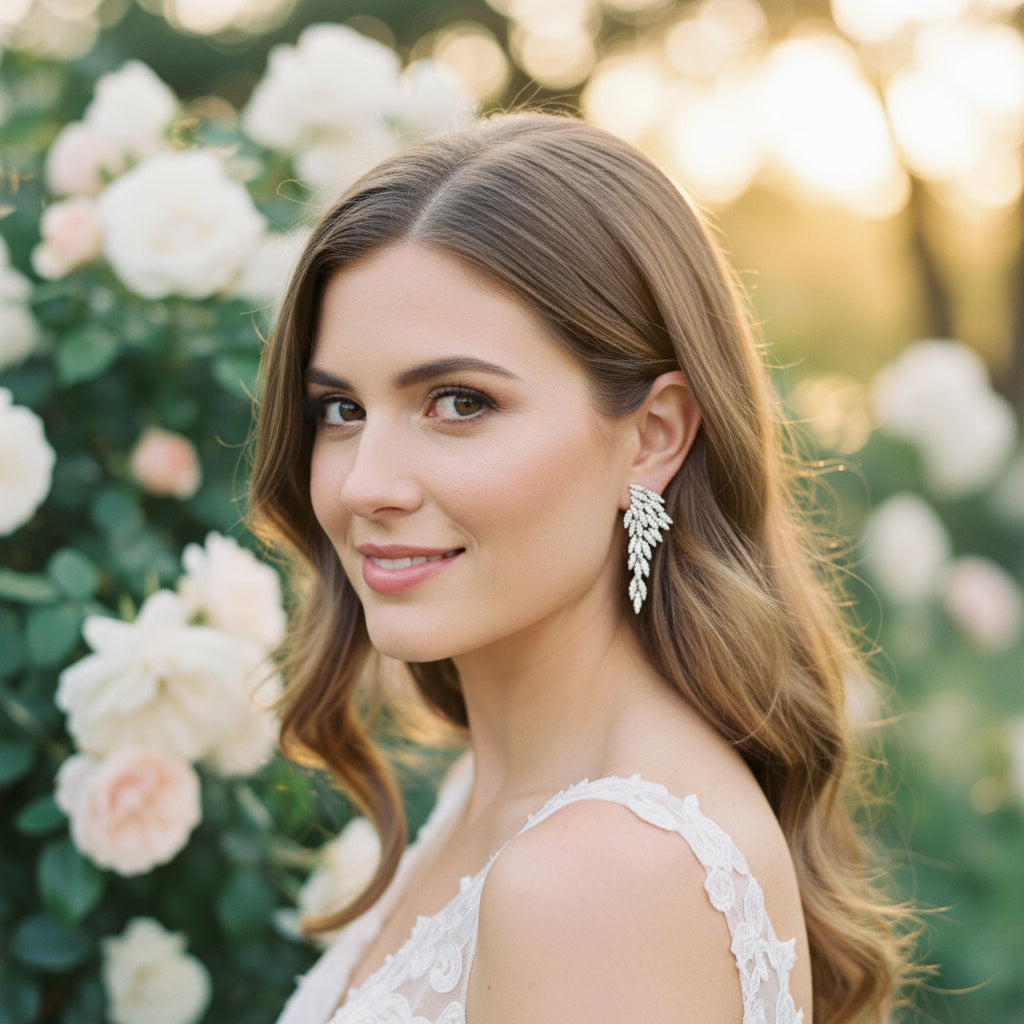 CUBIC ZIRCONIA COLLECTION - CAPTIVATING BEJEWELLED EARRINGS - CZER835 SILVER