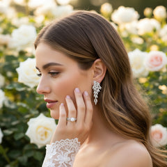 CUBIC ZIRCONIA COLLECTION - CAPTIVATING BEJEWELLED EARRINGS - CZER835 SILVER