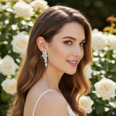 CUBIC ZIRCONIA COLLECTION - CAPTIVATING BEJEWELLED EARRINGS - CZER835 SILVER
