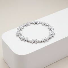 CUBIC ZIRCONIA COLLECTION - ORNATE HEIRLOOM BRACELET - BR164 SILVER