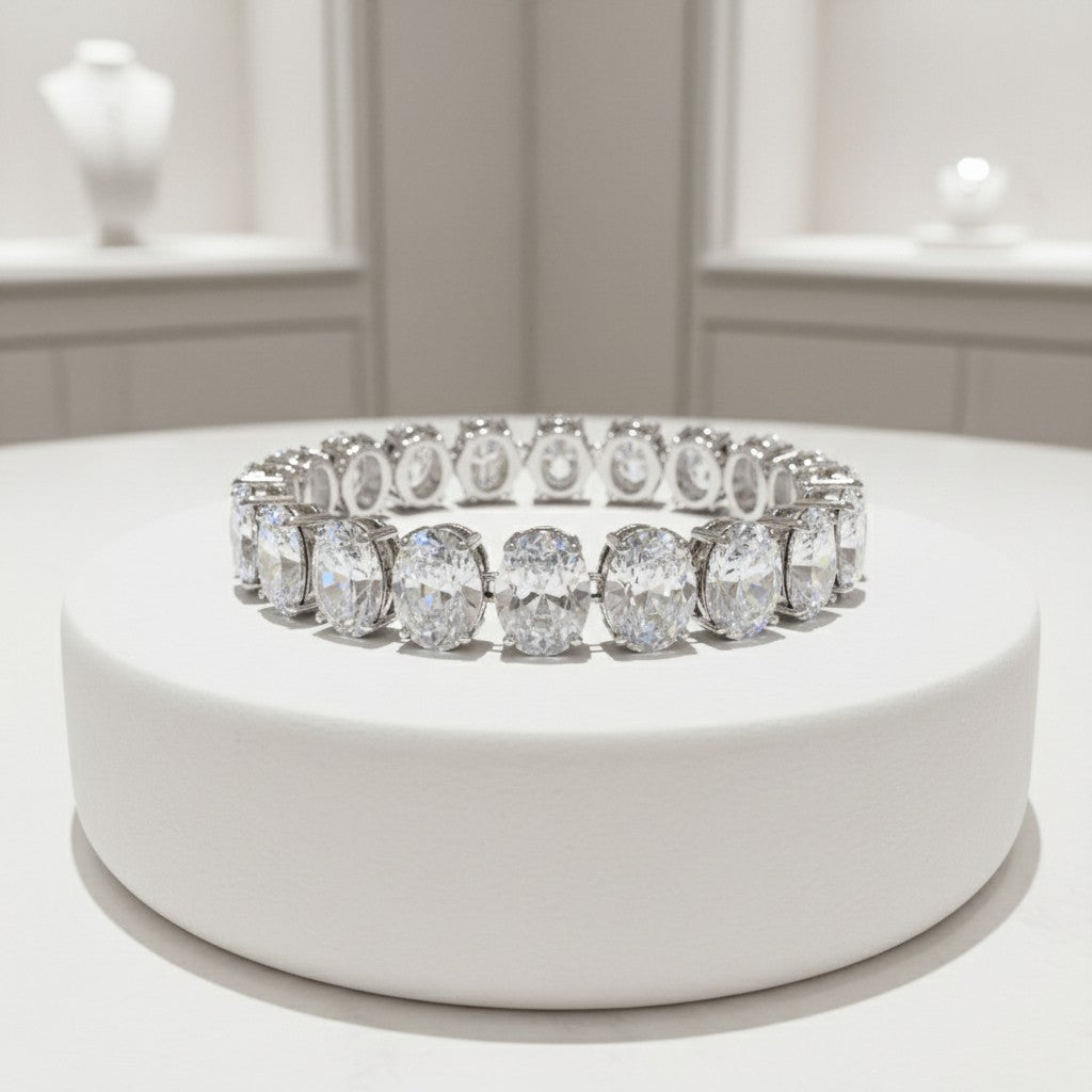 CUBIC ZIRCONIA COLLECTION - SIMULATED DIAMOND BRACELET - BR165 SILVER
