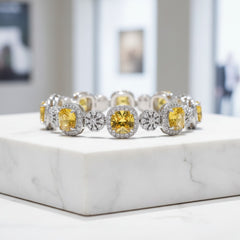 CUBIC ZIRCONIA COLLECTION -EXTRAVAGANT STATEMENT BRACELET - BR166 YELLOW