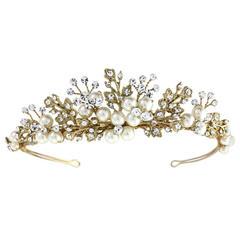 Tess Luxe Pearl Tiara - (14K Gold Plated) Tiara 3 -SASSB