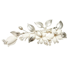 ATHENA COLLECTION - DAINTY FLOWER HAIR CLIP - CLIP774 SILVER