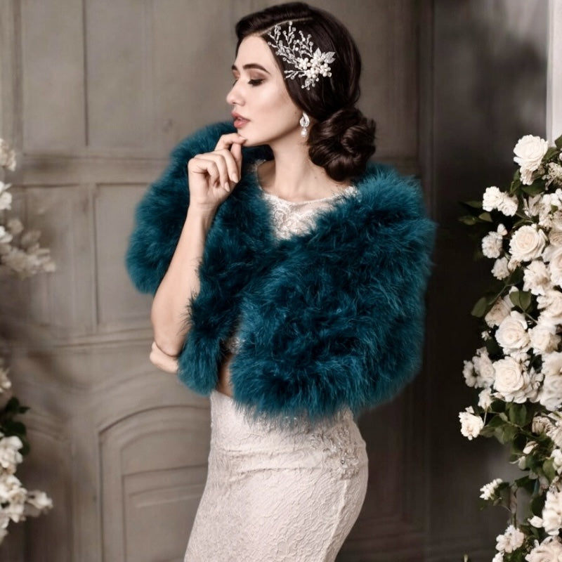 MARABOU FEATHER WRAP - TEAL GREEN (SG5)